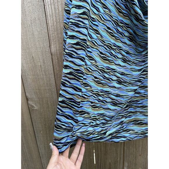 SAG HARBOR stretch Blue green Black Blouse wavy long sleeve size xl fall‎ winter - Picture 4 of 9